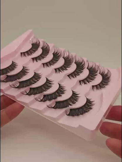 Russian Volume Cat Eye False Eyelashes, 5 & 7 Pairs Mixed Styles, Self-Adhesive D & DD Curl, Reusable, Beginner-Friendly, Natural Look, Extra Long Fluffy Lashes