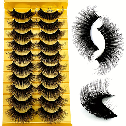 10 Pairs 3D Cat Eye Eyelashes, Fluffy & Soft Cross Style, Natural Manga-Inspired False Lashes for Daily & Glam Makeup