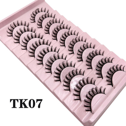 Classic Volume Eyelashes 10 Pairs Russian Strip Lashes Fluffy Faux Mink Lashes 3D False Eyelashes Dramatic Volume Curling Eyelashes Makeup