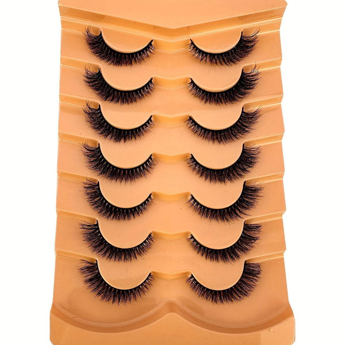 CURSAVELA 7 Pairs Faux Mink Lashes, Natural Look False Eyelashes, Wispy Cat Eye Lashes, Fluffy 3D Lashes, Natural Fake Strip Lashes