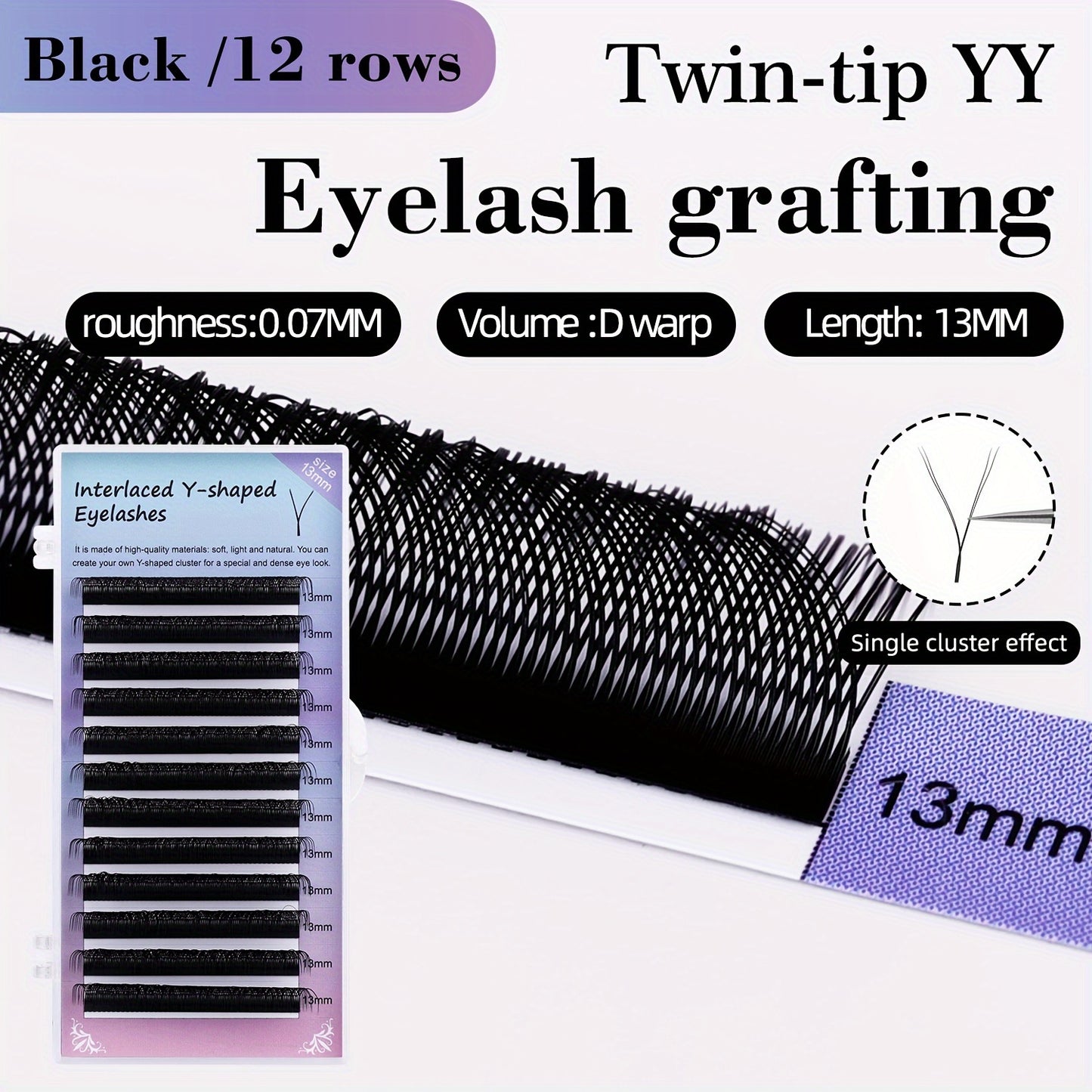 YY Pre-Made Eyelashes 2-Row D-Curl False Eyelashes Kit - Natural Look 0.07mm Thick, Easy to Apply, Variety of Lengths (8-15mm), Perfect for Beginners