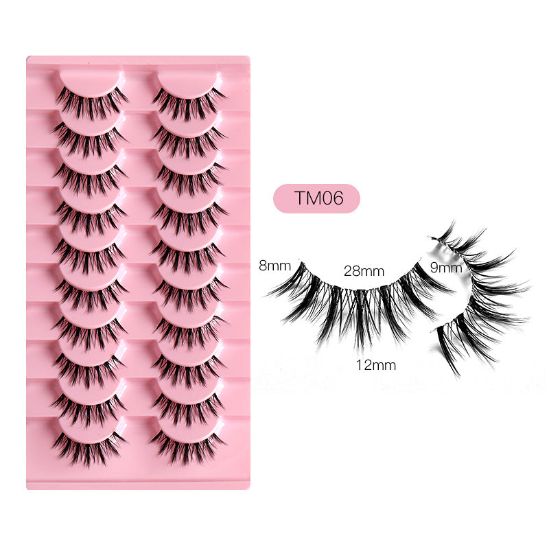 100PCS 10 Pairs Wholesale of Little Devil False Eyelashes with Naturally Tapered, Lightweight, Transparent Fishing Line Stems and Fairy Lashes