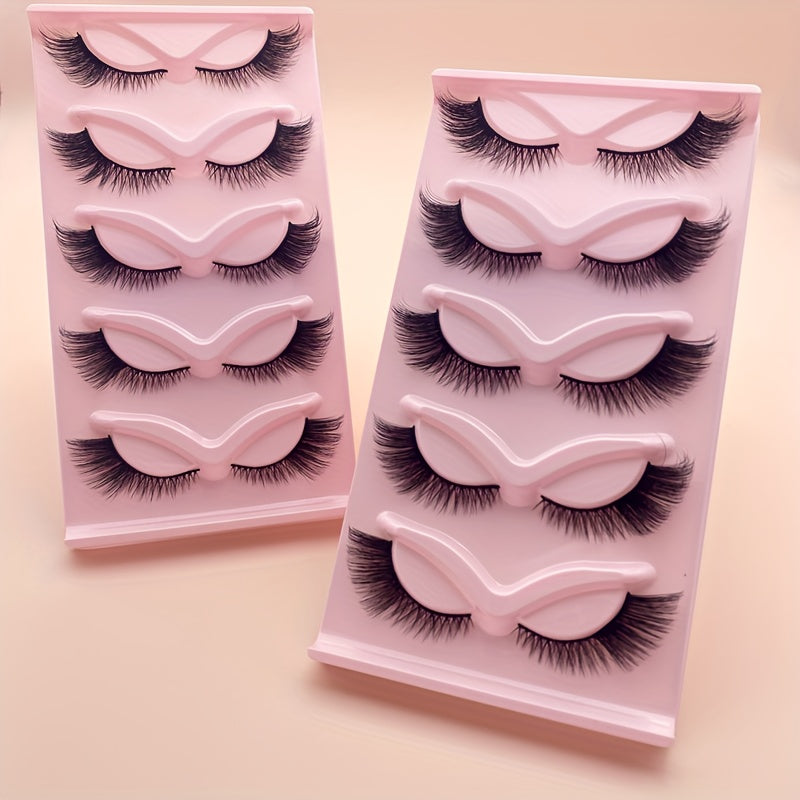 5 Pairs of Fox Eye Lashes, Winged Short Strip Lashes, Natural Cat Eye Effect, 3D Faux Mink, Lightweight and Breathable, Perfect for Daily Wear and Parties.