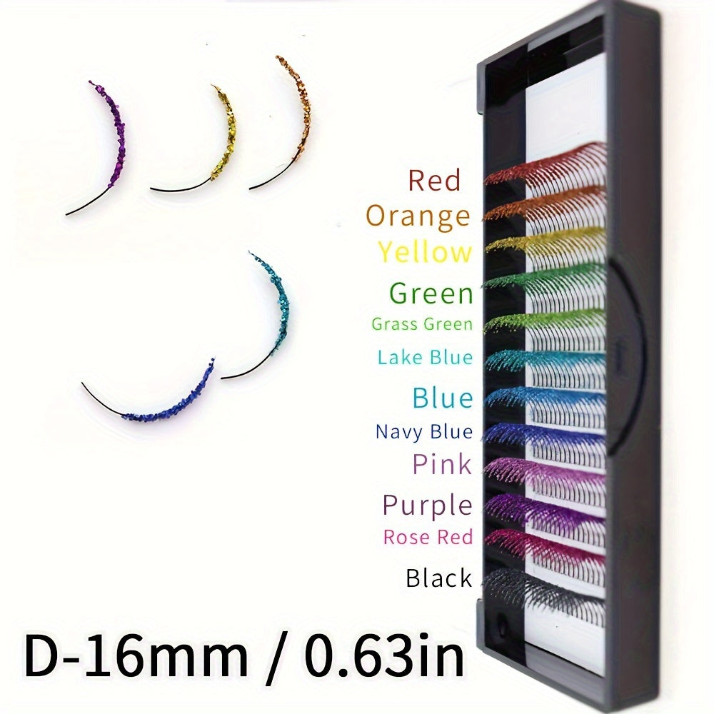 100pcs DIYDAY Glitter Eyelash Extensions - Mixed Color Premade Fan Lashes for Halloween Makeup