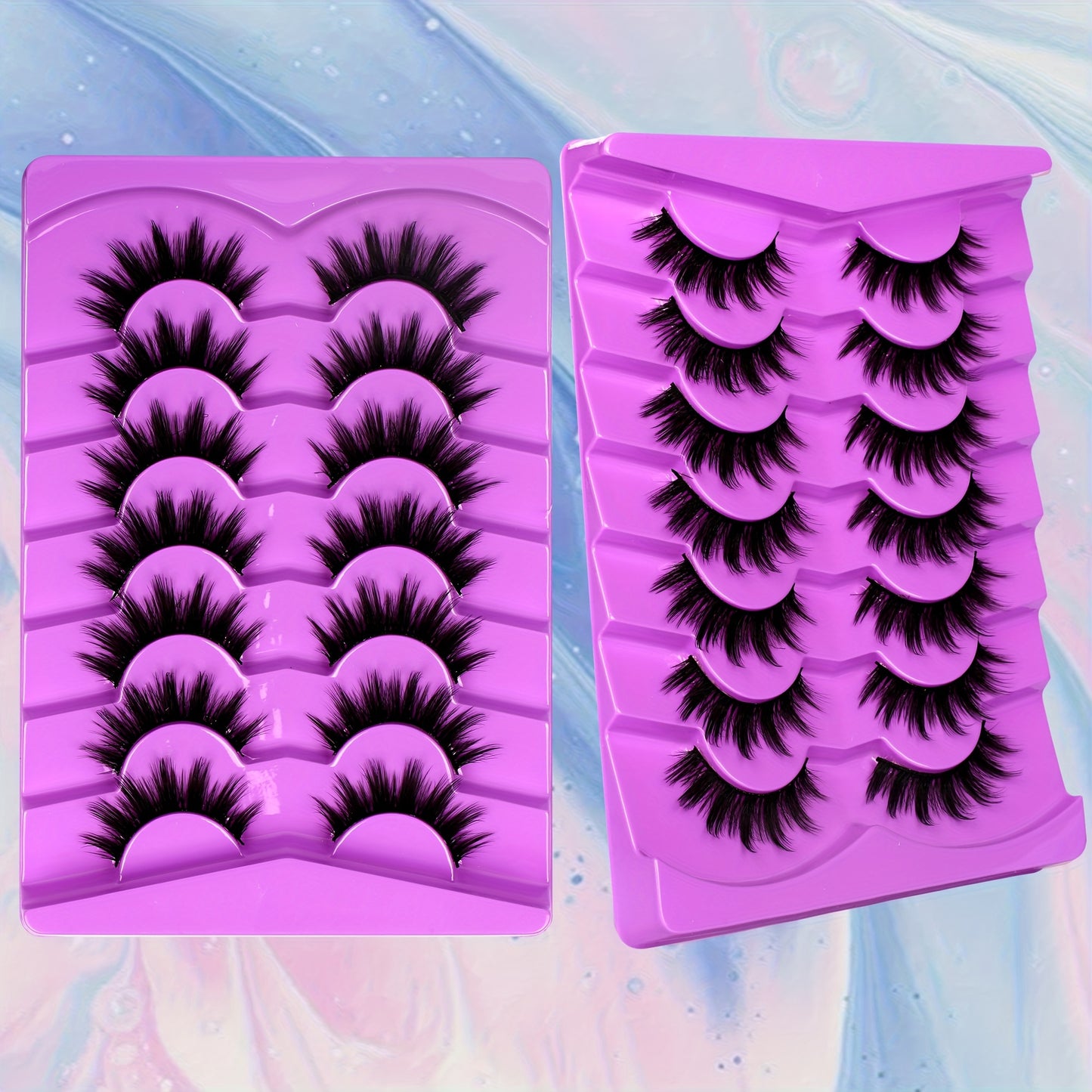 7 Pairs of 8D Fluffy Faux Mink Short Natural False Eyelashes – Dramatic Wispy Effect for Stunning Eye Look