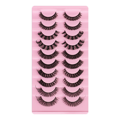 10-Pair Set of New DD Curl Russian Volume Lashes, Large Curve, Dramatic C & D Curls, Thick European & American Style Eyelashes