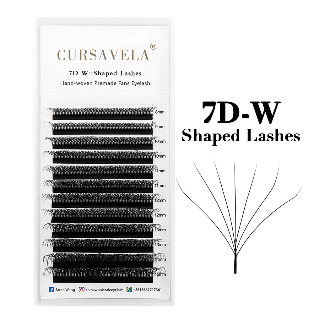 CURSAVELA W Pre-Made Eyelashes Premium Mink 3D,4D,5D,and 6D Pre-made False Eyelashes.W Shape for a Soft,Natural Look.