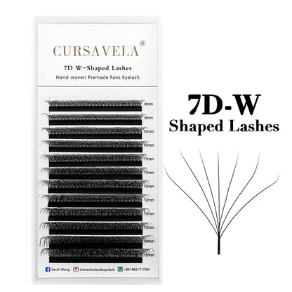 CURSAVELA W Pre-Made Eyelashes Premium Mink 3D,4D,5D,and 6D Pre-made False Eyelashes.W Shape for a Soft,Natural Look.