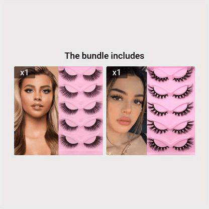 5 Pairs Cat Eye Lashes, Fluffy Cluster Faux Mink False Eyelashes, Natural Curling Slender Lashes