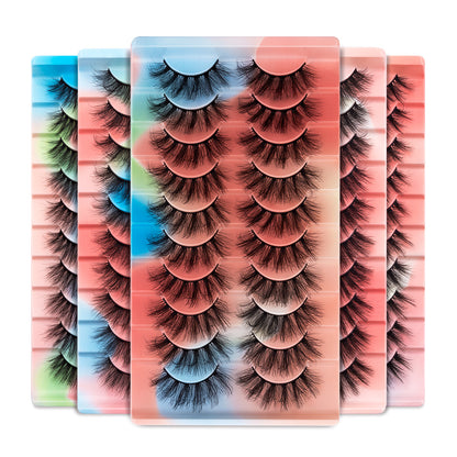 10 Pairs 3D Mink Eyelashes - Exquisitely Fluffy, Ultra Soft, Delicately Wispy, Utterly Natural, Stylish Cross Eyelash Extension, Highly Reusable, False Lashes Ideal for Makeup.