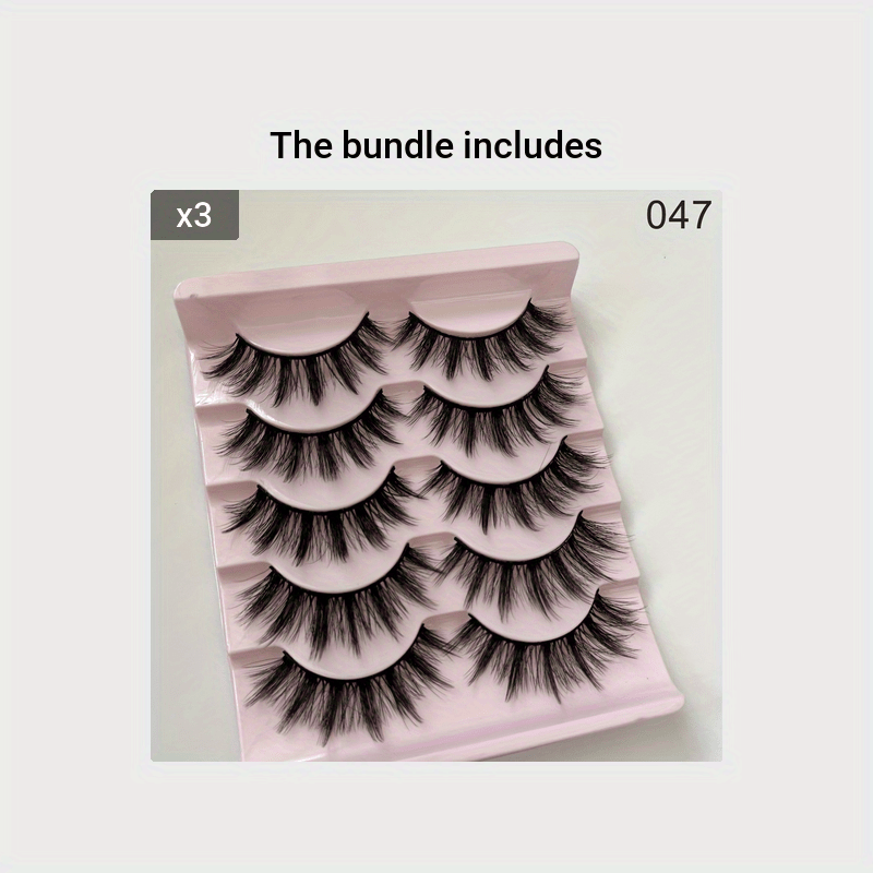 5 Pairs Dramatic Manga Lashes, 3D Wispy Cross Style, Reusable & Lightweight for Anime-Inspired Look