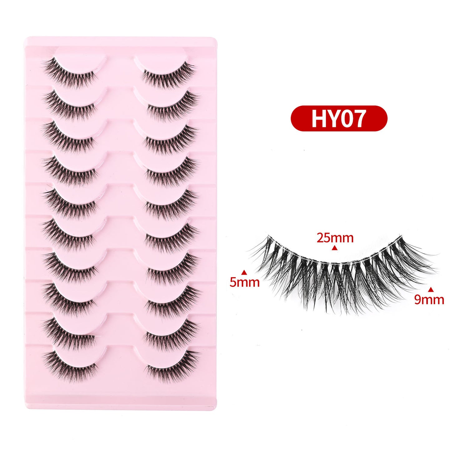 CURSAVELA Cat Eye Lengthening Transparent Stem False Eyelashes 10 Pairs/Set, Dense and Natural Tail Extension Design