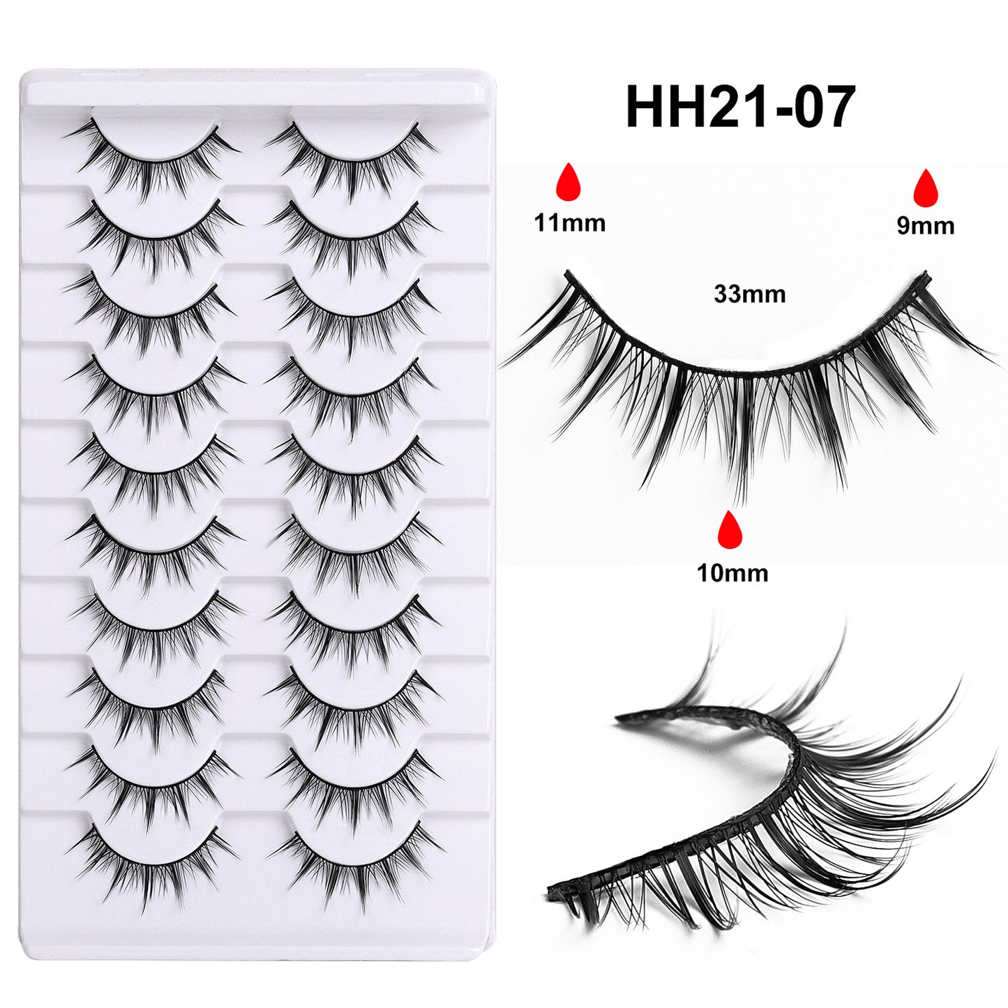 100pcs CURSAVELA Thick Eyelashes 10 Pairs Set, European Style Long Black Stems