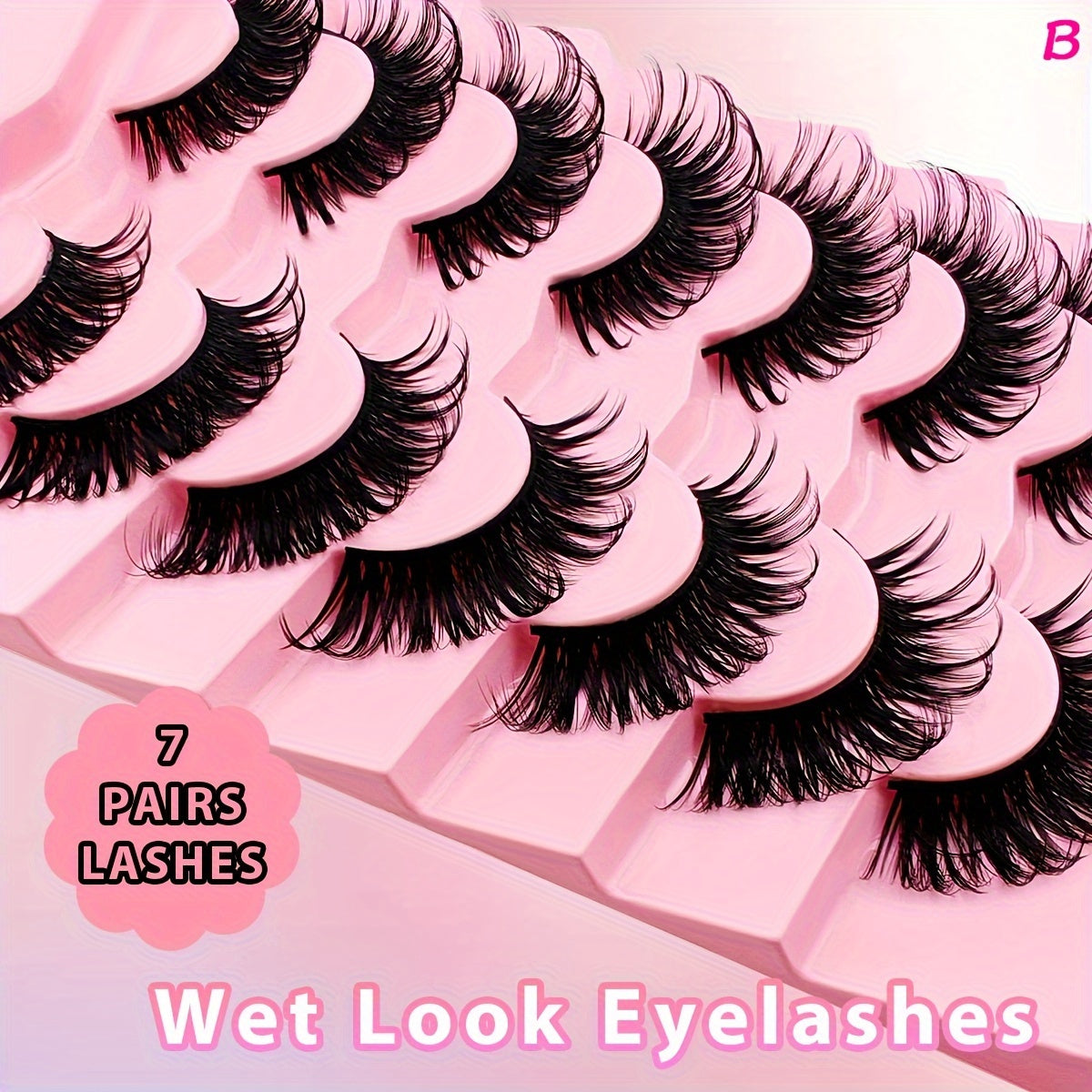 CURSAVELA 7 Pairs of D-Curl 19mm Manga Lashes - Thick & Wispy, Natural Slender Style for Cosplay & Anime Looks