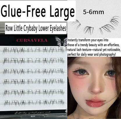 Little Crybaby Glue-Free Lower Eyelashes | Distinctive Strands, Natural 'Born-with' Look, Removable-Free Transparent Stem False Eyelashes