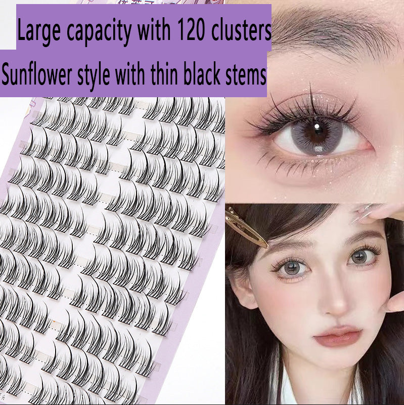 120 Clusters, 10 Rows - Large Capacity Imitation Sunflower False Eyelashes, Natural Flat Eyelash Makeup Essential, Wholesale Special Offer