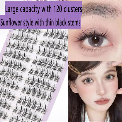 120 Clusters, 10 Rows - Large Capacity Imitation Sunflower False Eyelashes, Natural Flat Eyelash Makeup Essential, Wholesale Special Offer