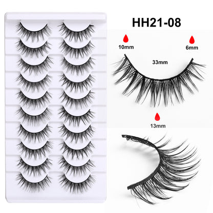 100pcs CURSAVELA Thick Eyelashes 10 Pairs Set, European Style Long Black Stems