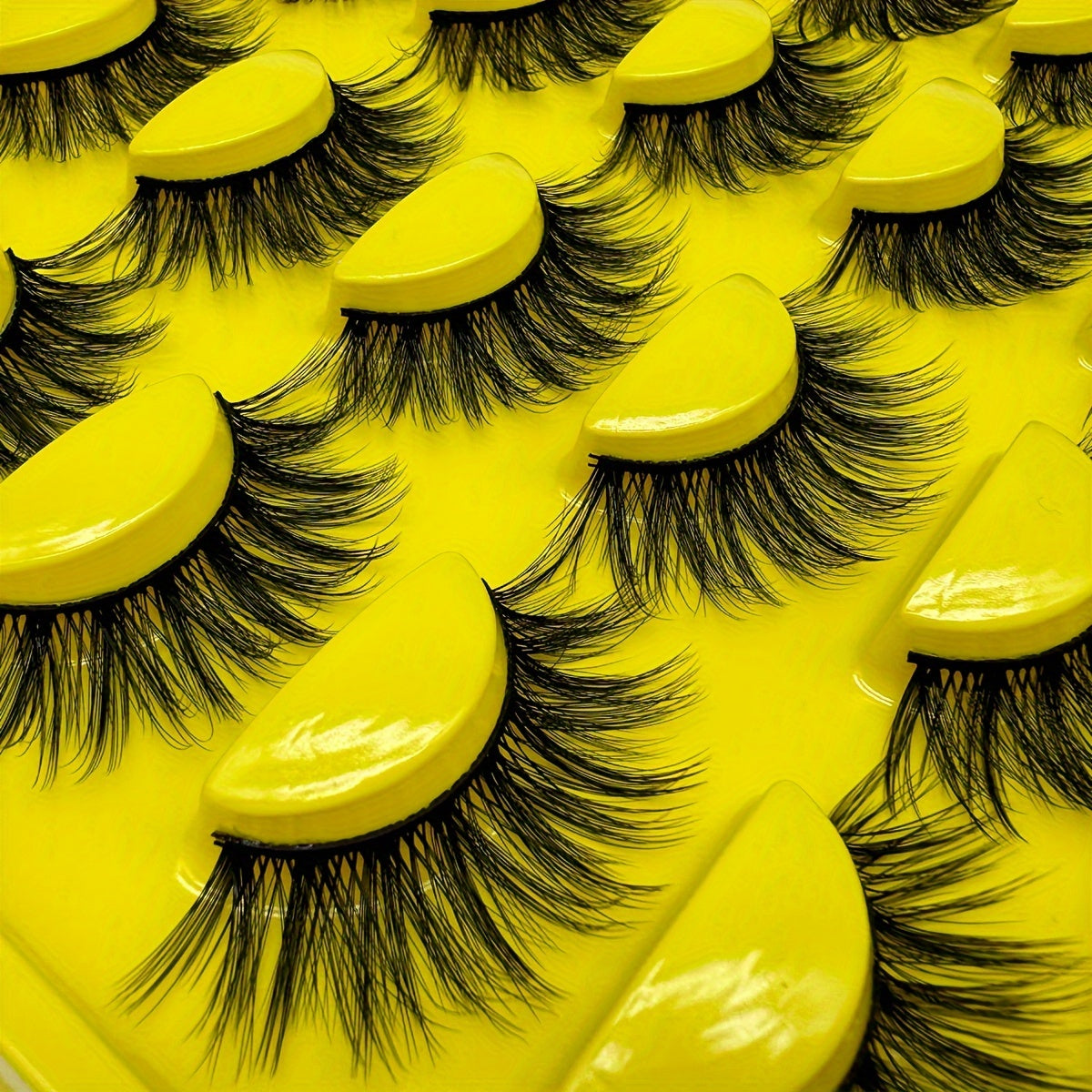 10 Pairs of Luxurious Wispy Natural Faux Mink Eyelashes - 3D Dramatic Volume, Fluffy & Long, Cat Eye Manga Style