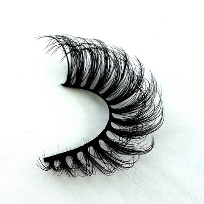 CURSAVELA 5 Pairs of 3D Cat Eye Natural False Eyelashes – D Curl Fluffy, Soft, Cross, Cartoon Style Slim Natural Lash Extensions