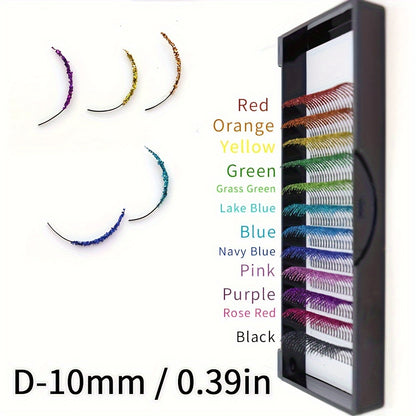 100pcs DIYDAY Glitter Eyelash Extensions - Mixed Color Premade Fan Lashes for Halloween Makeup