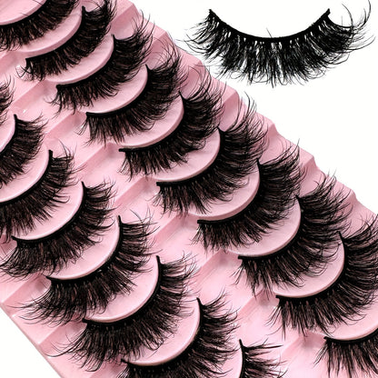 Classic Volume Eyelashes 10 Pairs New Cat Eye Fluffy Faux Mink Lashes - 8D Natural Dramatic Long Thick Curled False Eyelashes, Soft and Lightweight, 3D Russian Curled Eyelashes