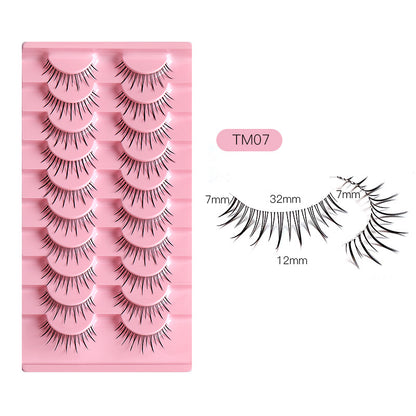 100PCS 10 Pairs Wholesale of Little Devil False Eyelashes with Naturally Tapered, Lightweight, Transparent Fishing Line Stems and Fairy Lashes