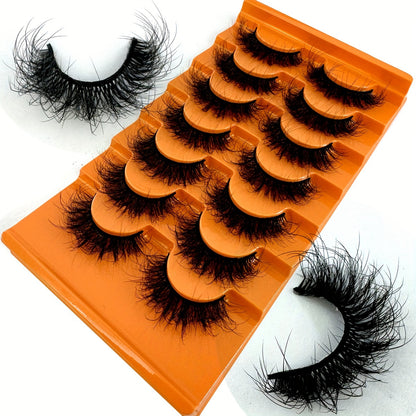 7 Pairs 3D False Lashes – Fluffy, Natural, Cat Eye, Cross Style – DIY Reusable Faux Lashes with Self-Adhesive – C/D/DD Curl, 10-18mm for Beginners