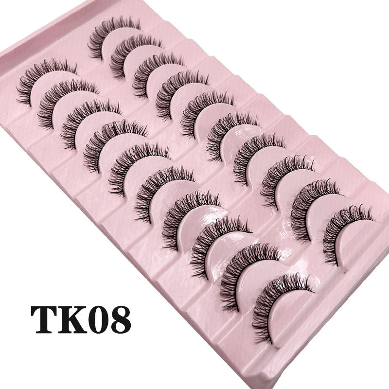 Classic Volume Eyelashes 10 Pairs Russian Strip Lashes Fluffy Faux Mink Lashes 3D False Eyelashes Dramatic Volume Curling Eyelashes Makeup