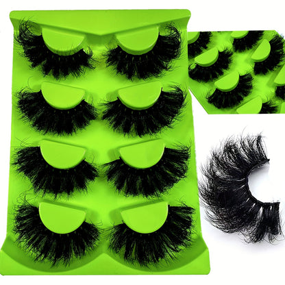 4 Pairs 9D Faux Mink Voluminous Lashes, Self-Adhesive, Reusable, Multi-Style Options