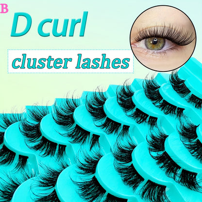 7 Pairs Eyelashes Cluster Cat Eye Curling Fluffy Thick Lashes - DIY Comfortable Sexy Faux Mink False Eyelashes