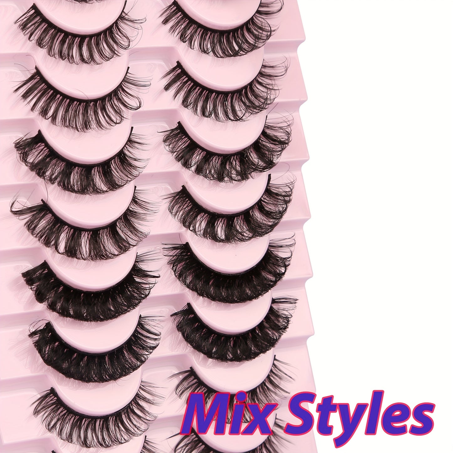 10 Pairs of Gmagictobo D Curly Russian Lashes - 3D Faux Mink, Reusable, Handmade, Soft & Light. Cruelty-Free, Easy to Apply. Long-Lasting for Dramatic Makeup.