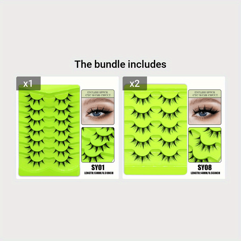 Easy Fan Eyelashes 7 Pairs Manga Lashes - Natural Individual Anime Lashes, Eyelash Extensions for Anime-Inspired Makeup