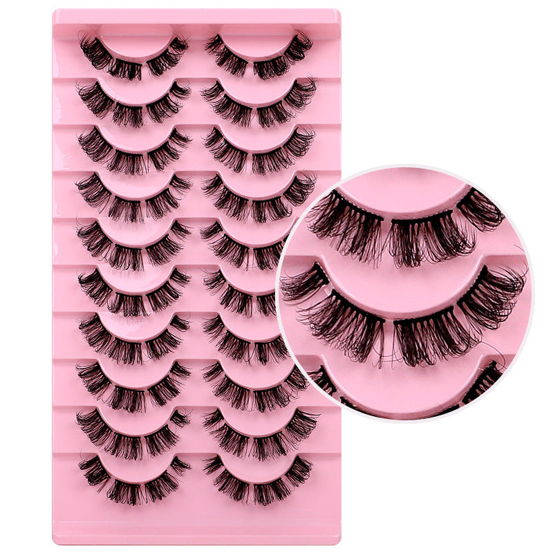 10-Pair Set of New DD Curl Russian Volume Lashes, Large Curve, Dramatic C & D Curls, Thick European & American Style Eyelashes