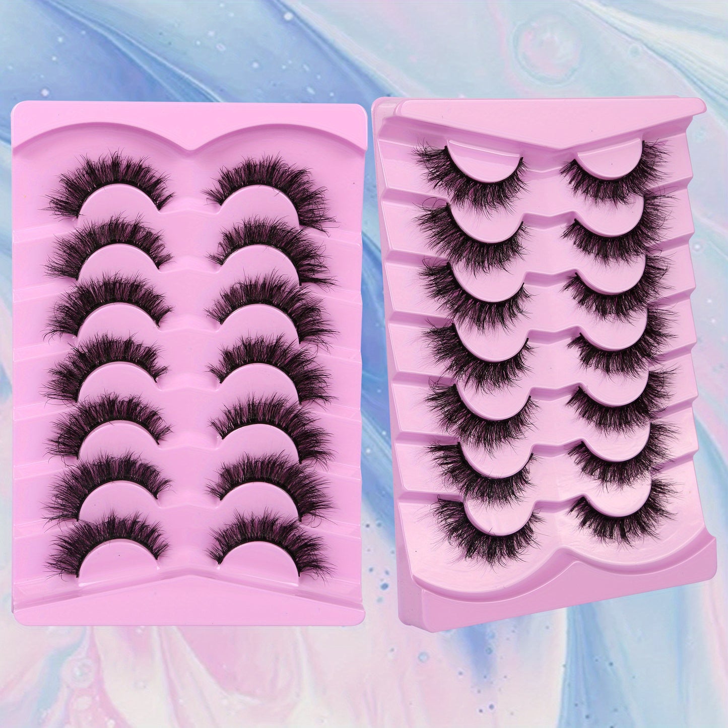 7 Pairs of 8D Fluffy Faux Mink Short Natural False Eyelashes – Dramatic Wispy Effect for Stunning Eye Look