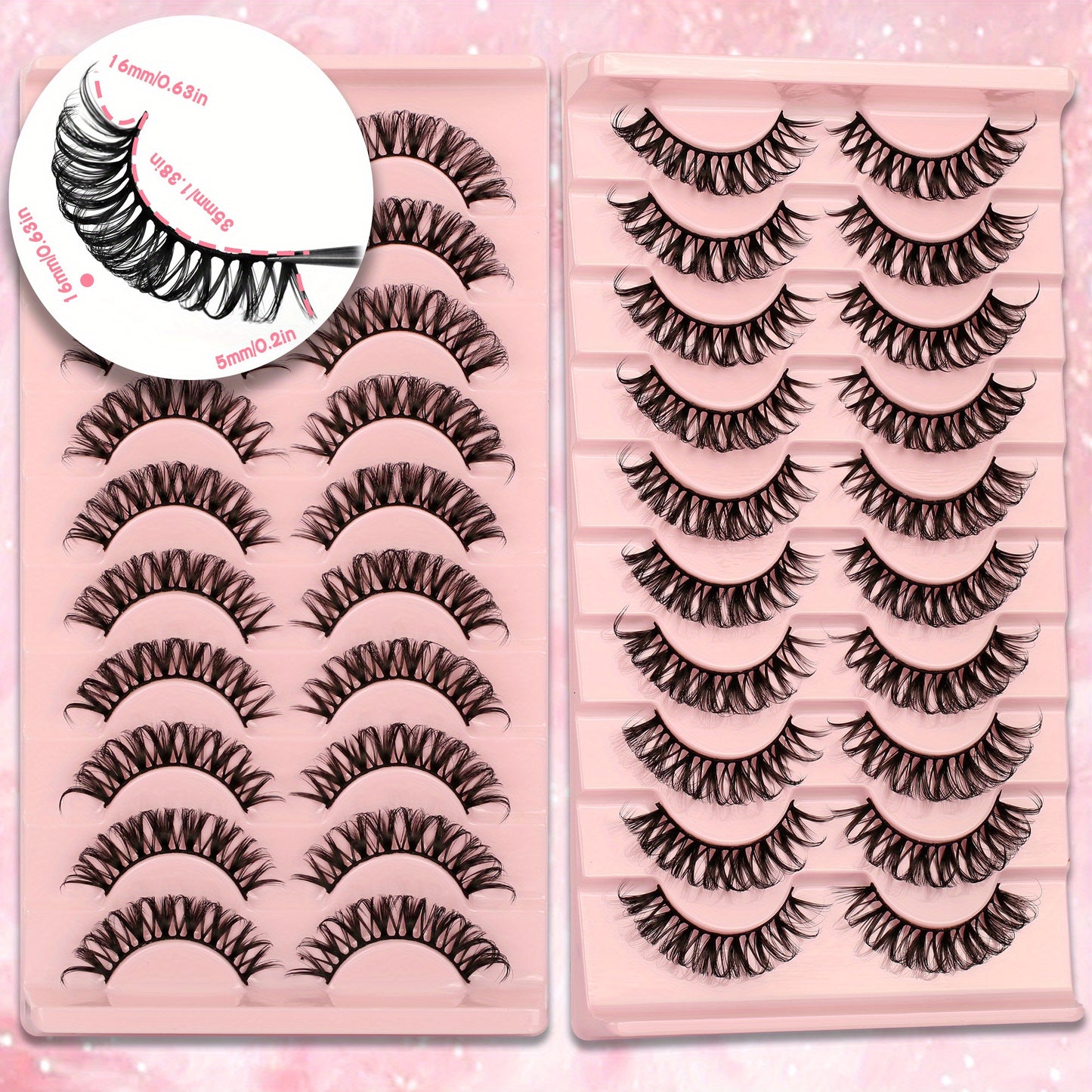 10 Pairs of Gmagictobo D Curly Russian Lashes - 3D Faux Mink, Reusable, Handmade, Soft & Light. Cruelty-Free, Easy to Apply. Long-Lasting for Dramatic Makeup.