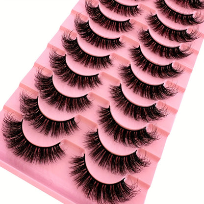 Classic Volume Eyelashes 10 Pairs Soft & Fluffy 3D Faux Mink False Eyelashes - Handmade Dense Volume for Natural Look, Reusable & Comfortable