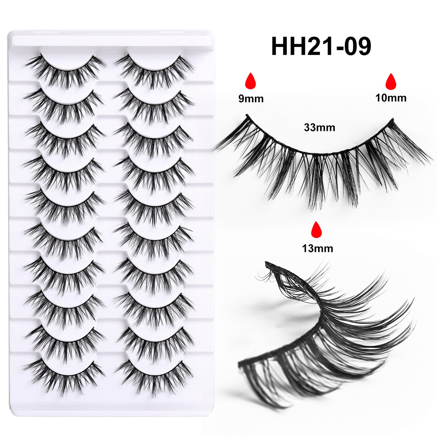 100pcs CURSAVELA Thick Eyelashes 10 Pairs Set, European Style Long Black Stems