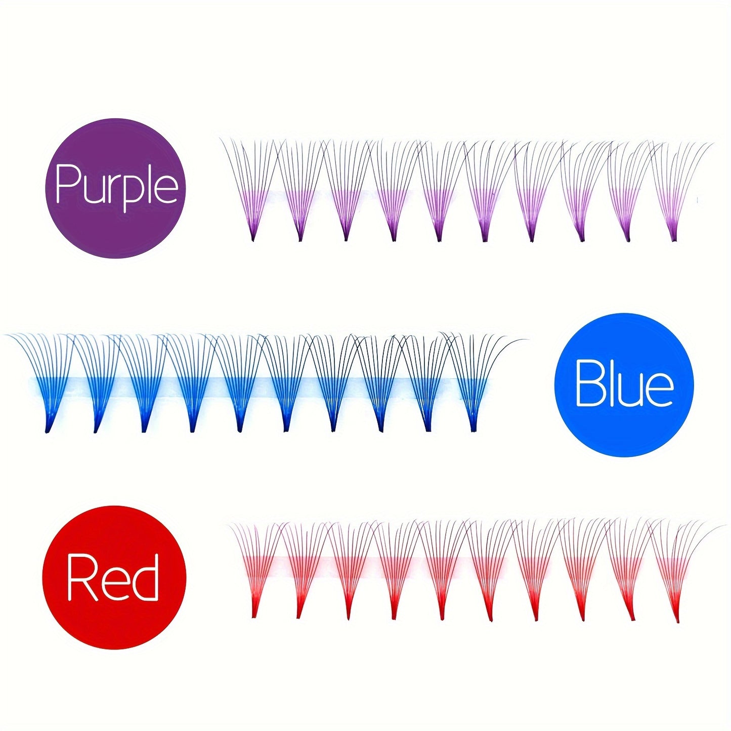 Colorful 10D Volume Fan Eyelash Extensions - 120 Clusters, Pointed Base, Easy-to-Apply & Reusable, Ethically Made, D-Curl, Mixed Colors (Yellow, Blue, Purple, Brown).