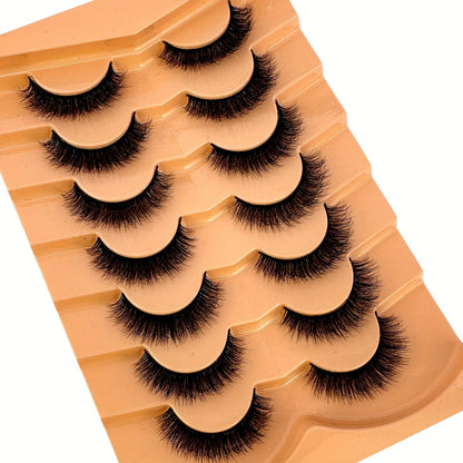 CURSAVELA 7 Pairs Faux Mink Lashes, Natural Look False Eyelashes, Wispy Cat Eye Lashes, Fluffy 3D Lashes, Natural Fake Strip Lashes