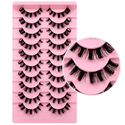 10-Pair Set of New DD Curl Russian Volume Lashes, Large Curve, Dramatic C & D Curls, Thick European & American Style Eyelashes