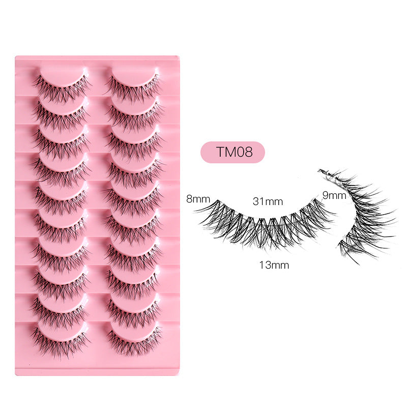 100PCS 10 Pairs Wholesale of Little Devil False Eyelashes with Naturally Tapered, Lightweight, Transparent Fishing Line Stems and Fairy Lashes