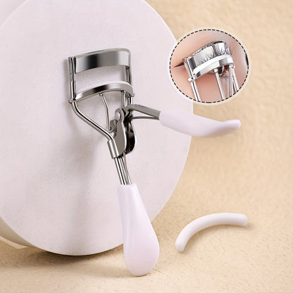 Portable Eyelash Curler (15 Silicone Pads), Stainless Steel Curved Handle, Curl & Shape, No Damage, Suitable for Women.