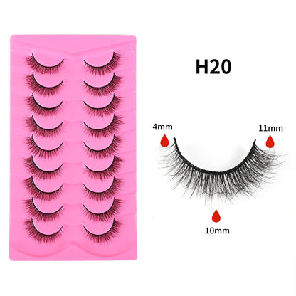 More style 9 Pairs 5D Explosion Style False Eyelashes, Large Capacity, Dense and Curled Self-Extension Lashes, Natural Stiff Stem False Eyelashes