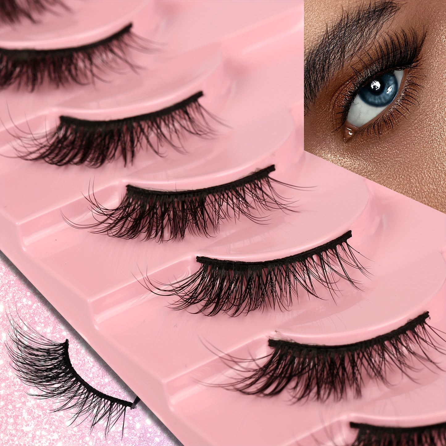 3D Crisscross Fluffy Half Eye Lashes - Soft, Reusable, Super Natural Extension False Eyelashes for Daily Makeup and Party - Easy to Apply, Long-Lasting, Comfortable Wear