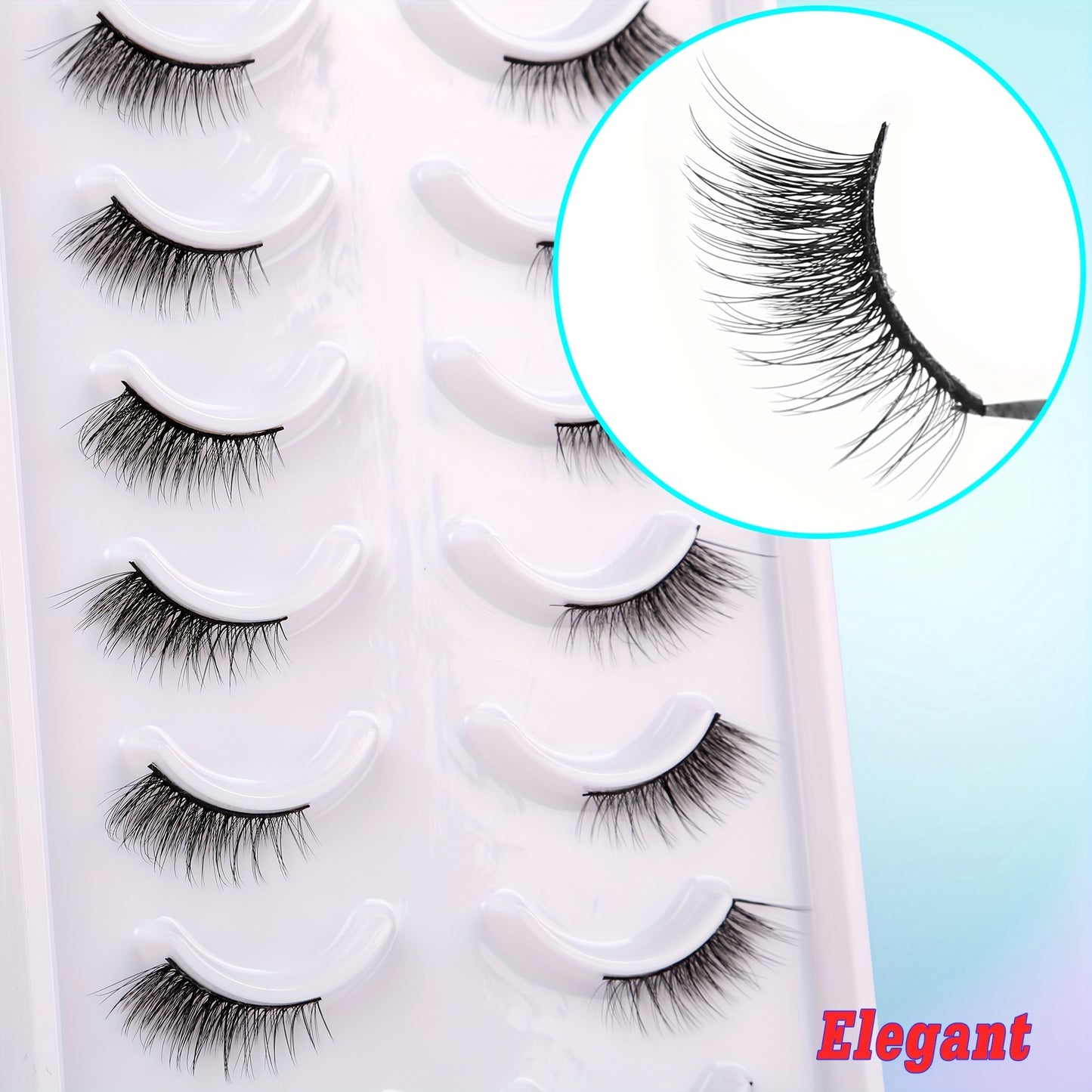 False Eyelashes Natural Look Half Lashes Short Wispy Lashes Pack Cat Eye 3D Faux Mink Lashes Fluffy Fake Eyelashes 10 Pairs Multipack