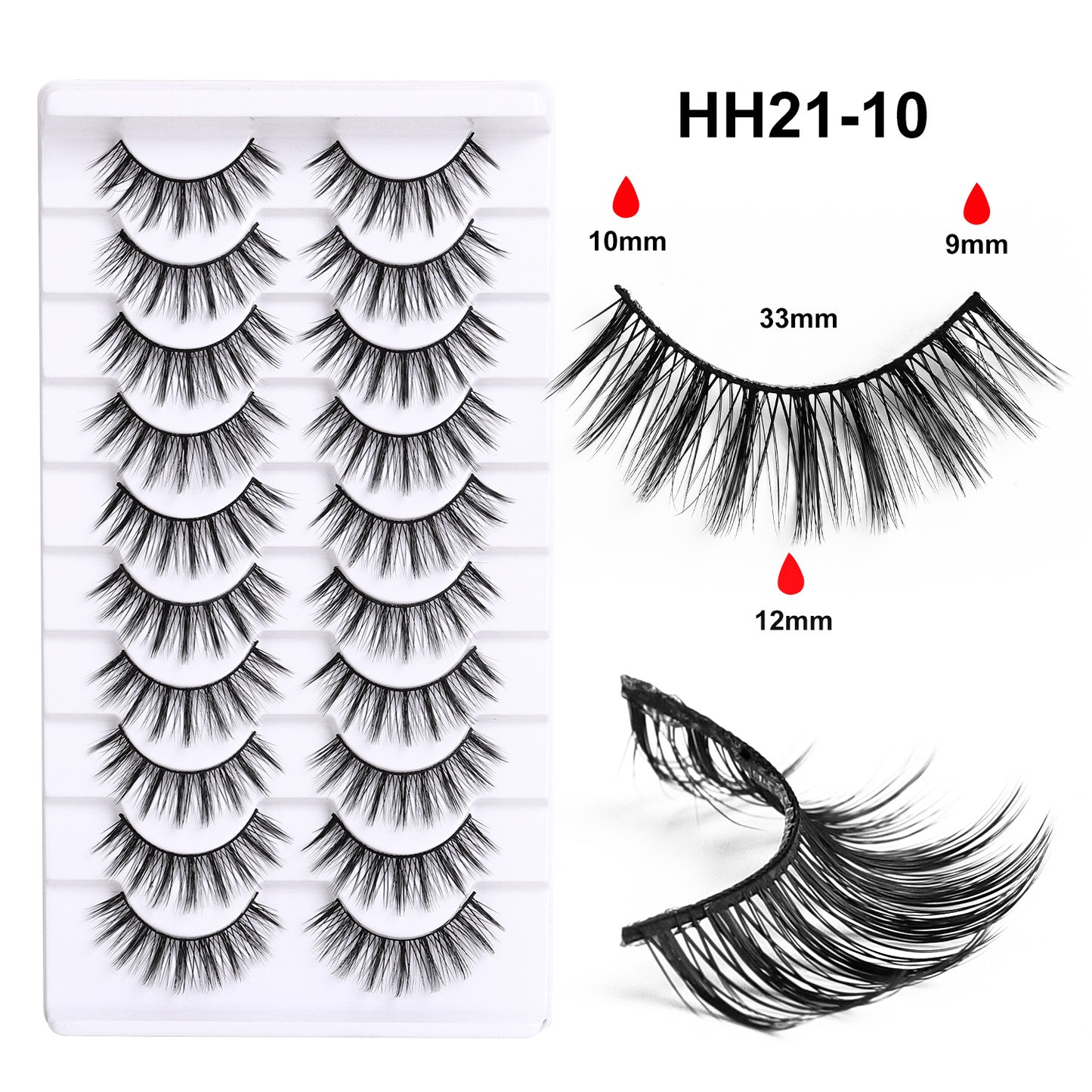 100pcs CURSAVELA Thick Eyelashes 10 Pairs Set, European Style Long Black Stems