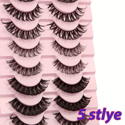 10 Pairs of Gmagictobo D Curly Russian Lashes - 3D Faux Mink, Reusable, Handmade, Soft & Light. Cruelty-Free, Easy to Apply. Long-Lasting for Dramatic Makeup.