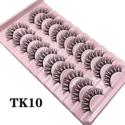 Classic Volume Eyelashes 10 Pairs Russian Strip Lashes Fluffy Faux Mink Lashes 3D False Eyelashes Dramatic Volume Curling Eyelashes Makeup