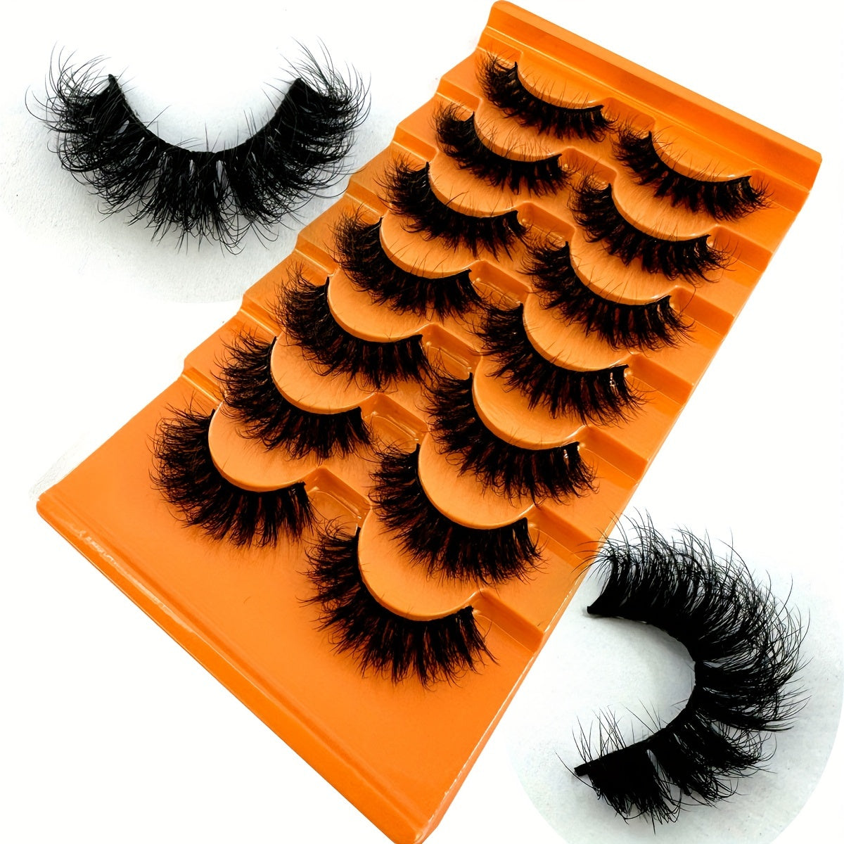 7 Pairs 3D False Lashes – Fluffy, Natural, Cat Eye, Cross Style – DIY Reusable Faux Lashes with Self-Adhesive – C/D/DD Curl, 10-18mm for Beginners